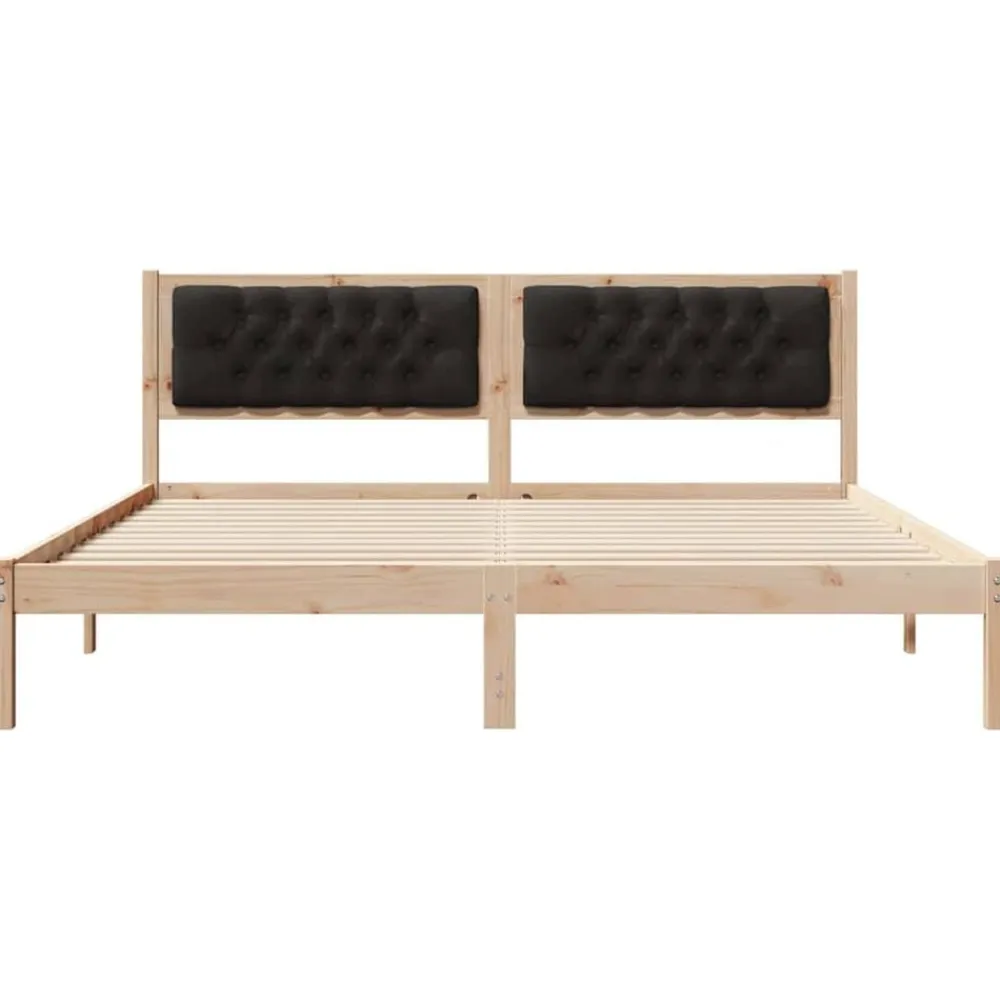 vidaXL Estructura de cama Negro 160 x 200 cm Madera de pino macizo Marrón y negro Discount