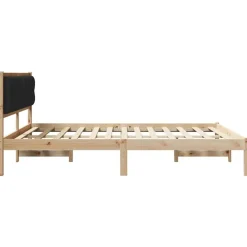 vidaXL Estructura de cama Negro 160 x 200 cm Madera de pino macizo Marrón y negro Discount