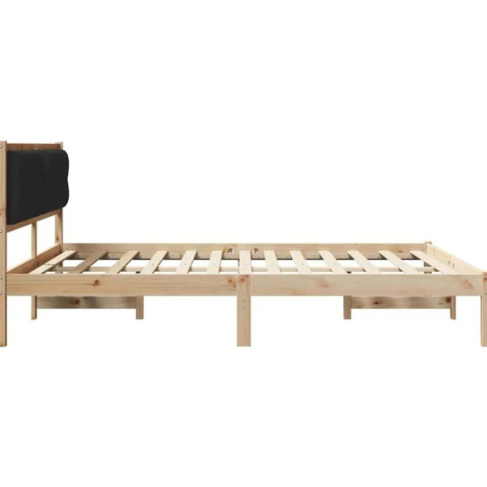 vidaXL Estructura de cama Negro 160 x 200 cm Madera de pino macizo Marrón y negro Discount