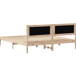 vidaXL Estructura de cama Negro 160 x 200 cm Madera de pino macizo Marrón y negro Discount