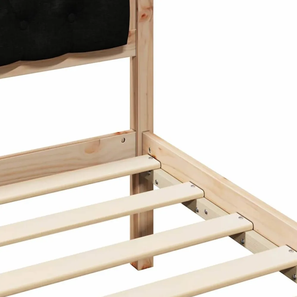 vidaXL Estructura de cama Negro 160 x 200 cm Madera de pino macizo Marrón y negro Discount