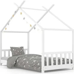 vidaXL Estructura de cama infantil madera maciza pino 70x140 cm Blanco