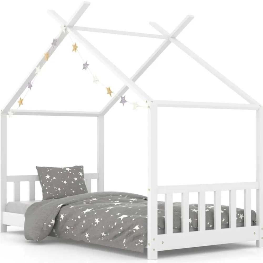 vidaXL Estructura de cama infantil madera maciza pino 70x140 cm Blanco