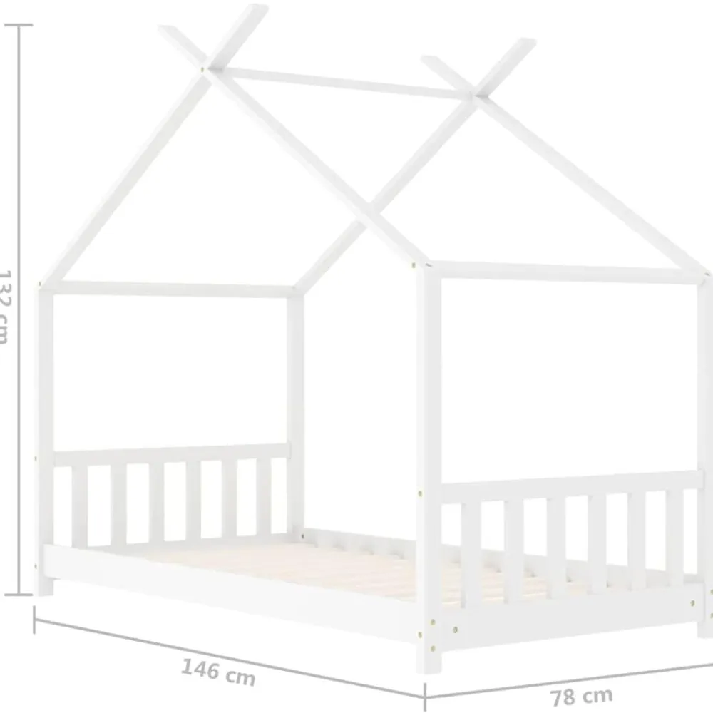 vidaXL Estructura de cama infantil madera maciza pino 70x140 cm Blanco