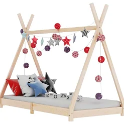 vidaXL Estructura de cama infantil de madera maciza de pino 70x140 cm Marrón New