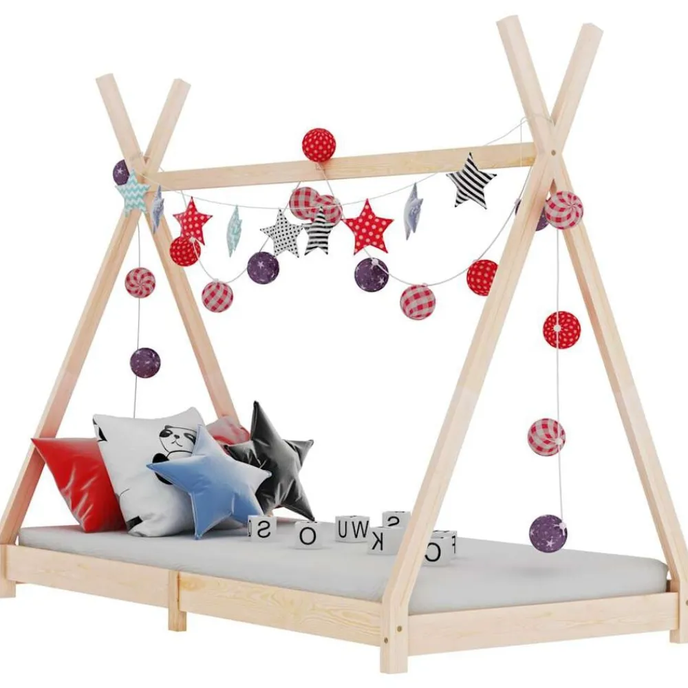 vidaXL Estructura de cama infantil de madera maciza de pino 70x140 cm Marrón New