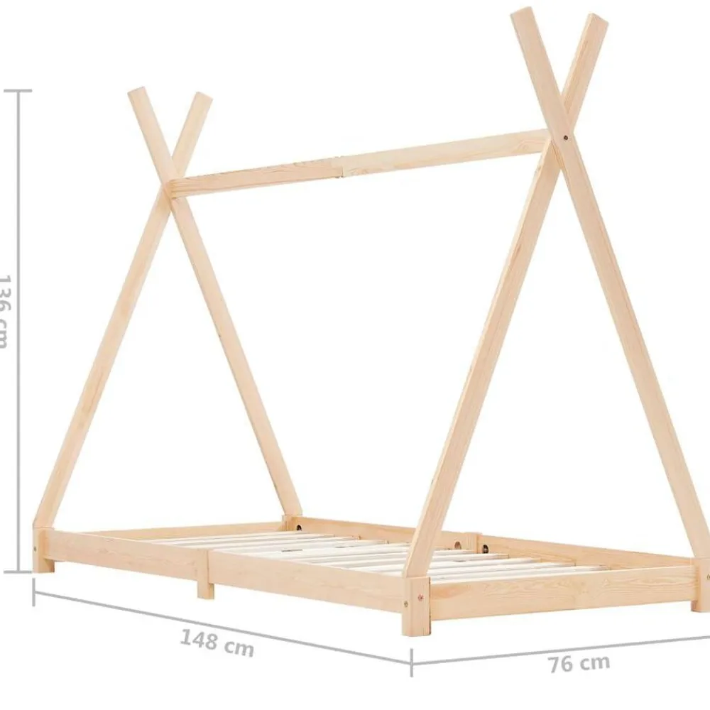 vidaXL Estructura de cama infantil de madera maciza de pino 70x140 cm Marrón New