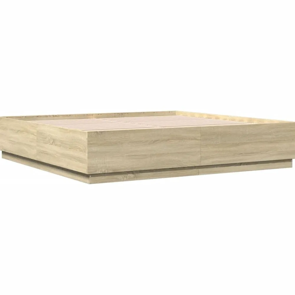 vidaXL Camas Y Accesorios-Estructura de cama con luces LED madera 200x200 cm