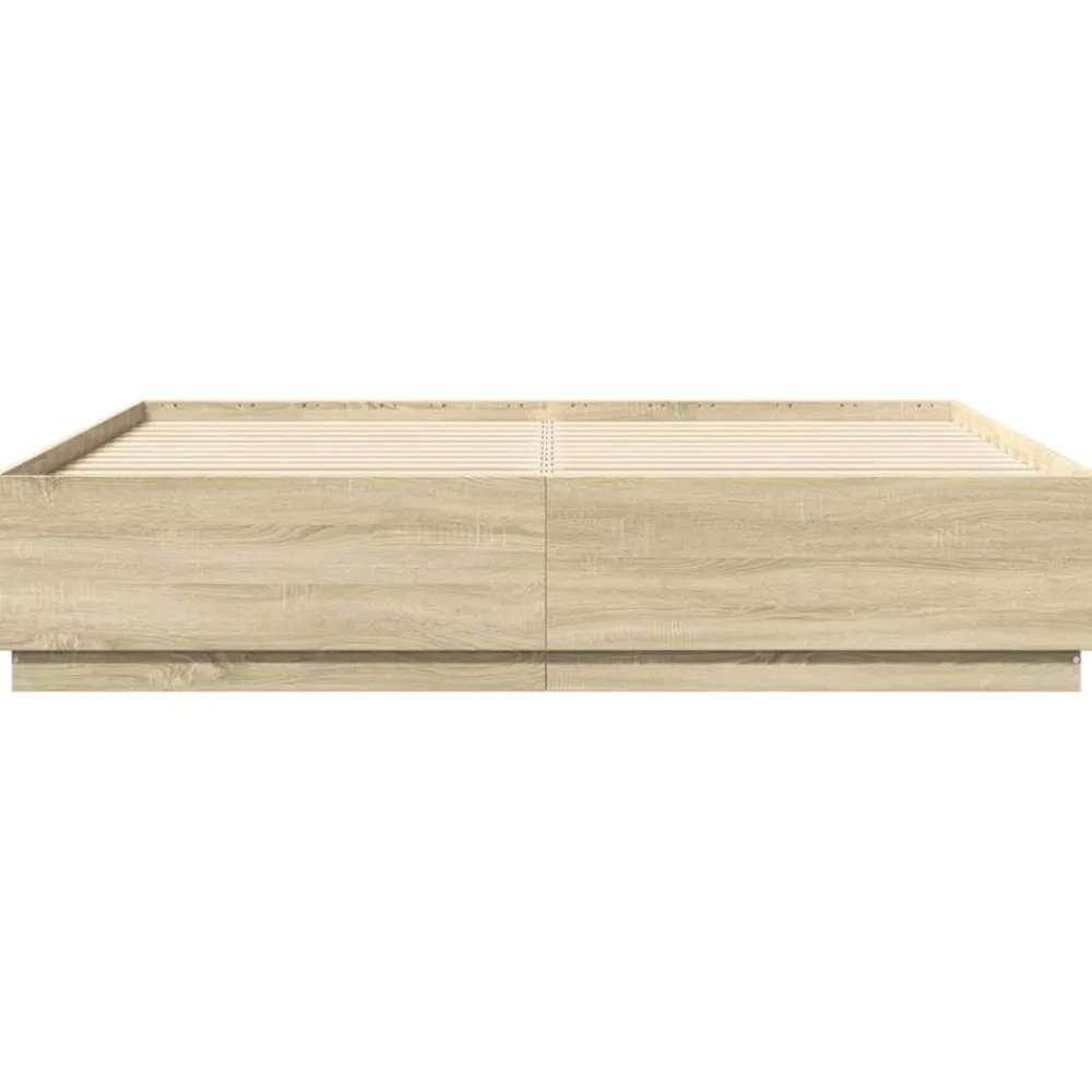 vidaXL Camas Y Accesorios-Estructura de cama con luces LED madera 200x200 cm