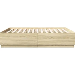 vidaXL Camas Y Accesorios-Estructura de cama con luces LED madera 200x200 cm