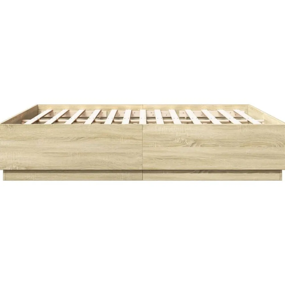 vidaXL Camas Y Accesorios-Estructura de cama con luces LED madera 200x200 cm