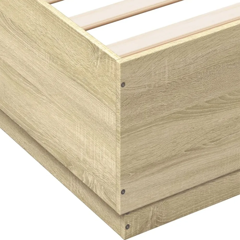 vidaXL Camas Y Accesorios-Estructura de cama con luces LED madera 200x200 cm