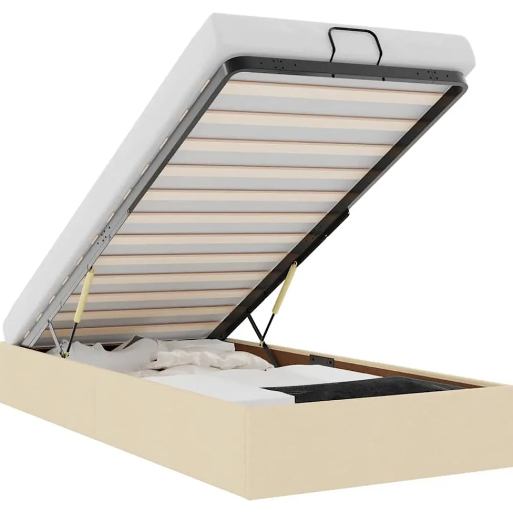 vidaXL Estructura de cama otomana sin colchón tela 80x200cm Crema Clearance