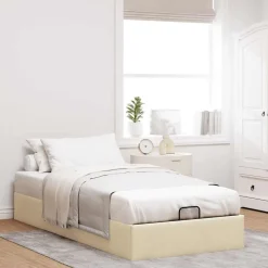 vidaXL Estructura de cama otomana sin colchón tela 80x200cm Crema Clearance