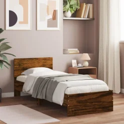 vidaXL Camas Y Accesorios-Estructura de cama cabecero luces LED 90x200 cm