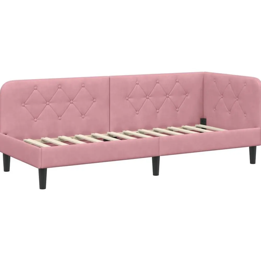 vidaXL Estructura de cama en esquina 80 x 200 cm Terciopelo Rosa Clearance
