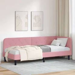 vidaXL Estructura de cama en esquina 80 x 200 cm Terciopelo Rosa Clearance