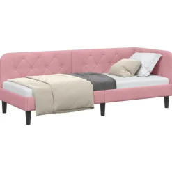 vidaXL Estructura de cama en esquina 80 x 200 cm Terciopelo Rosa Clearance