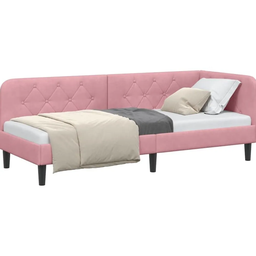 vidaXL Estructura de cama en esquina 80 x 200 cm Terciopelo Rosa Clearance