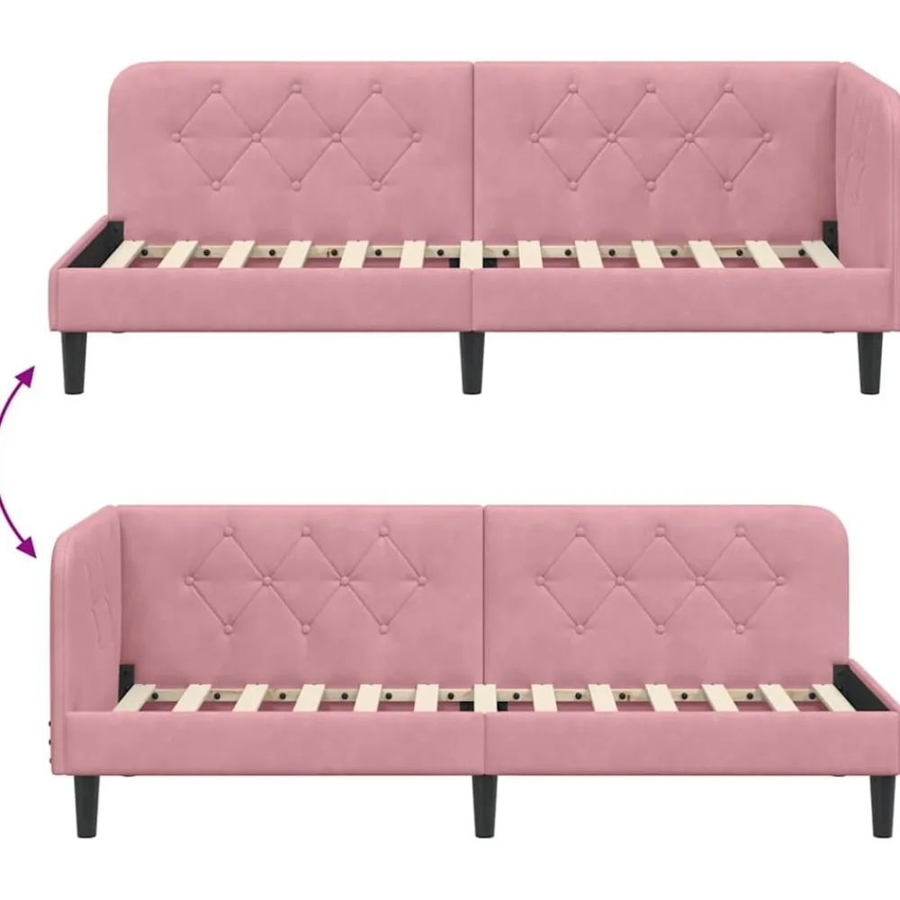 vidaXL Estructura de cama en esquina 80 x 200 cm Terciopelo Rosa Clearance