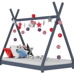 vidaXL Estructura de cama infantil madera maciza pino 70x140 cm Gris Sale