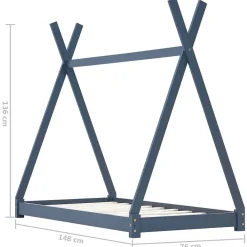 vidaXL Estructura de cama infantil madera maciza pino 70x140 cm Gris Sale