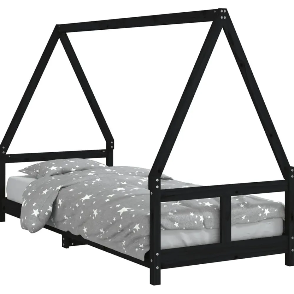 vidaXL Estructura de cama para niños madera de pino 80x200 cm Negro Hot