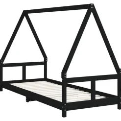 vidaXL Estructura de cama para niños madera de pino 80x200 cm Negro Hot