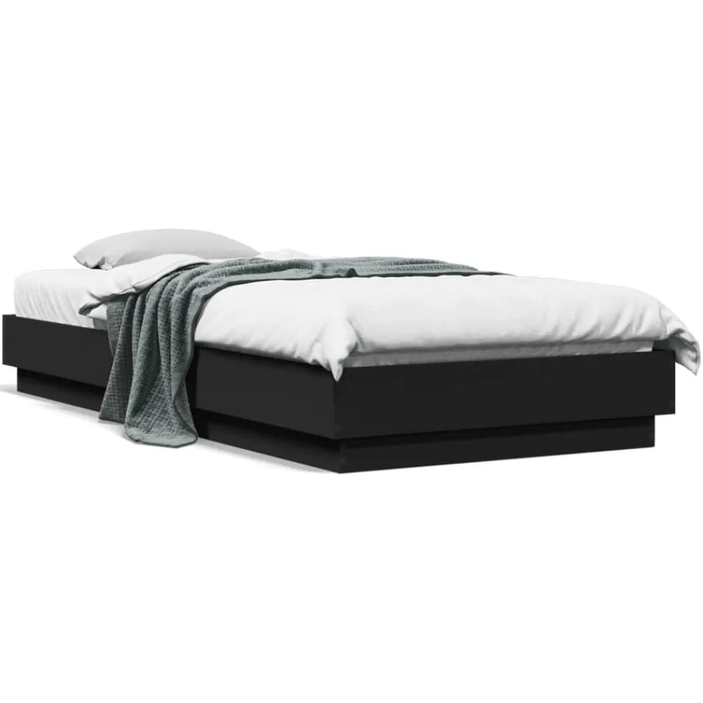 vidaXL Estructura de cama madera de ingeniería negra 100x200 cm Negro Outlet