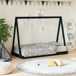 vidaXL Estructura de cama para niños madera de pino 80x160 cm Negro Outlet