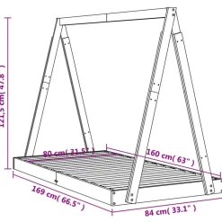 vidaXL Estructura de cama para niños madera de pino 80x160 cm Negro Outlet