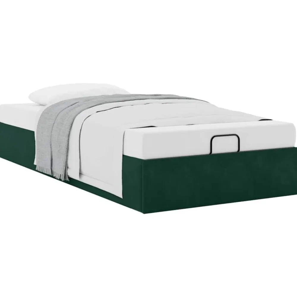 vidaXL Estructura de cama otomana sin colchón terciopelo Verde oscuro Outlet