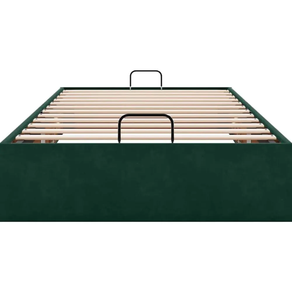 vidaXL Estructura de cama otomana sin colchón terciopelo Verde oscuro Outlet