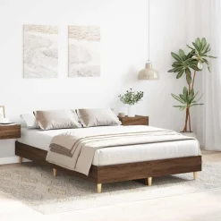 vidaXL Camas Y Accesorios-Estructura de cama sin colchón madera marrón roble 120x200 cm