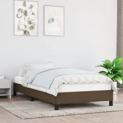 vidaXL Estructura de cama sin colchón tela marrón oscuro 80x200 cm Marr&oacute;n oscuro Outlet