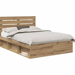 vidaXL Estructura de cama con cabecera Roble Artesanal 140 x 190 cm Roble artisan Best