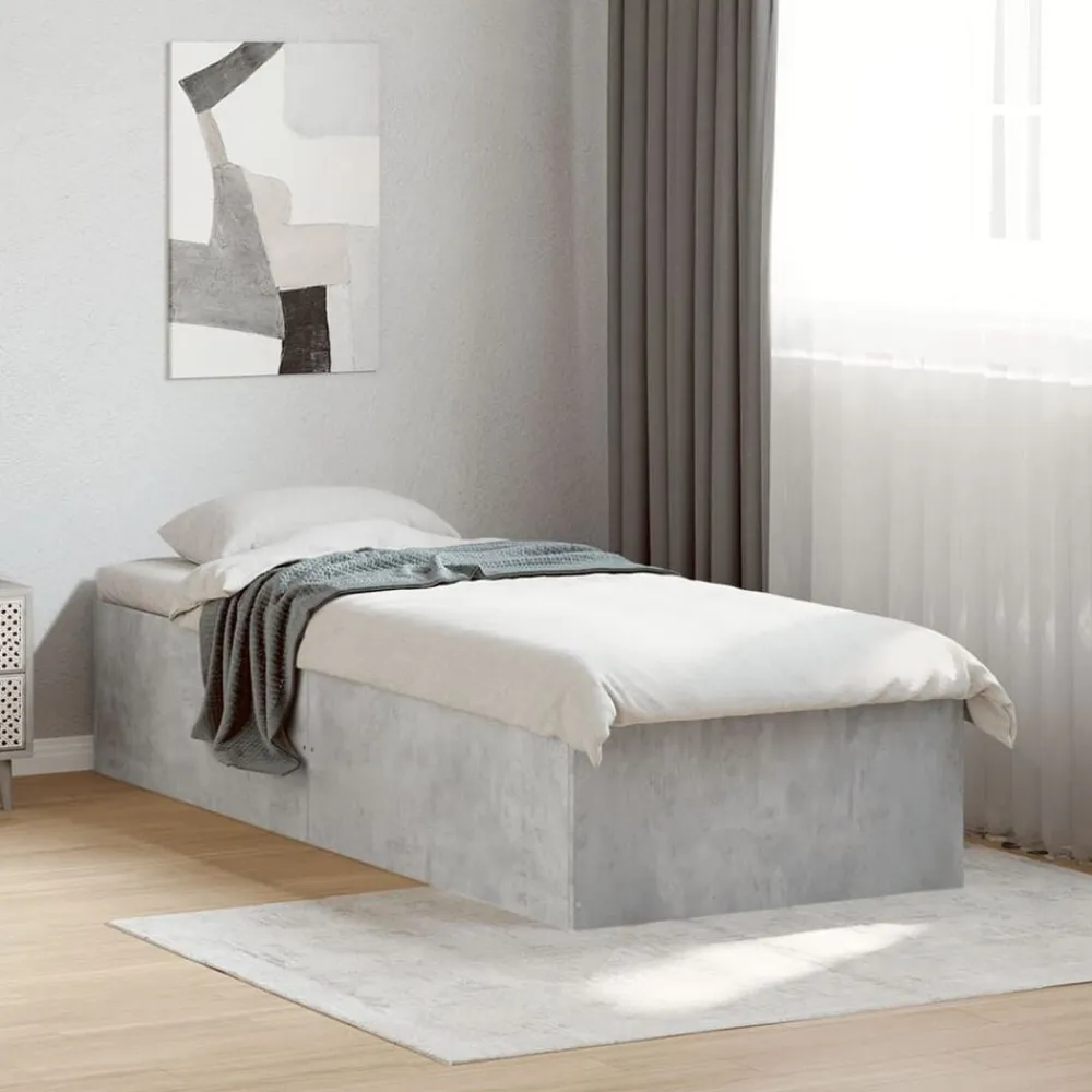 vidaXL Estructura de cama madera de ingeniería gris hormigón 75x190 cm Gris hormigón Outlet