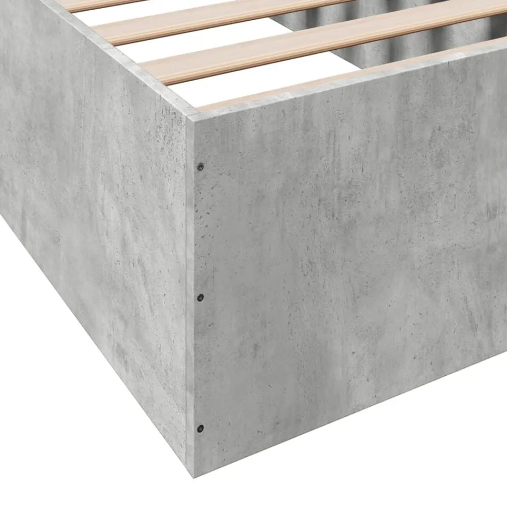 vidaXL Estructura de cama madera de ingeniería gris hormigón 75x190 cm Gris hormigón Outlet