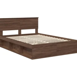 vidaXL Estructura de cama con cabecera Roble Marrón 140 x 200 cm Marr&oacute;n roble New