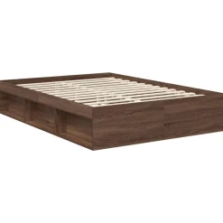 vidaXL Estructura de cama con cabecera Roble Marrón 140 x 200 cm Marr&oacute;n roble New