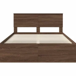 vidaXL Estructura de cama con cabecera Roble Marrón 140 x 200 cm Marr&oacute;n roble New