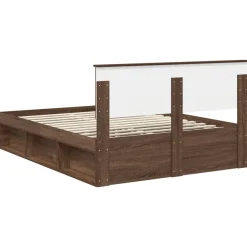 vidaXL Estructura de cama con cabecera Roble Marrón 140 x 200 cm Marr&oacute;n roble New