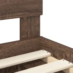 vidaXL Estructura de cama con cabecera Roble Marrón 140 x 200 cm Marr&oacute;n roble New