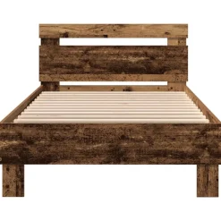 vidaXL Estructura de cama con LED Madera vieja 100 x 200 cm Madera envejecida Sale
