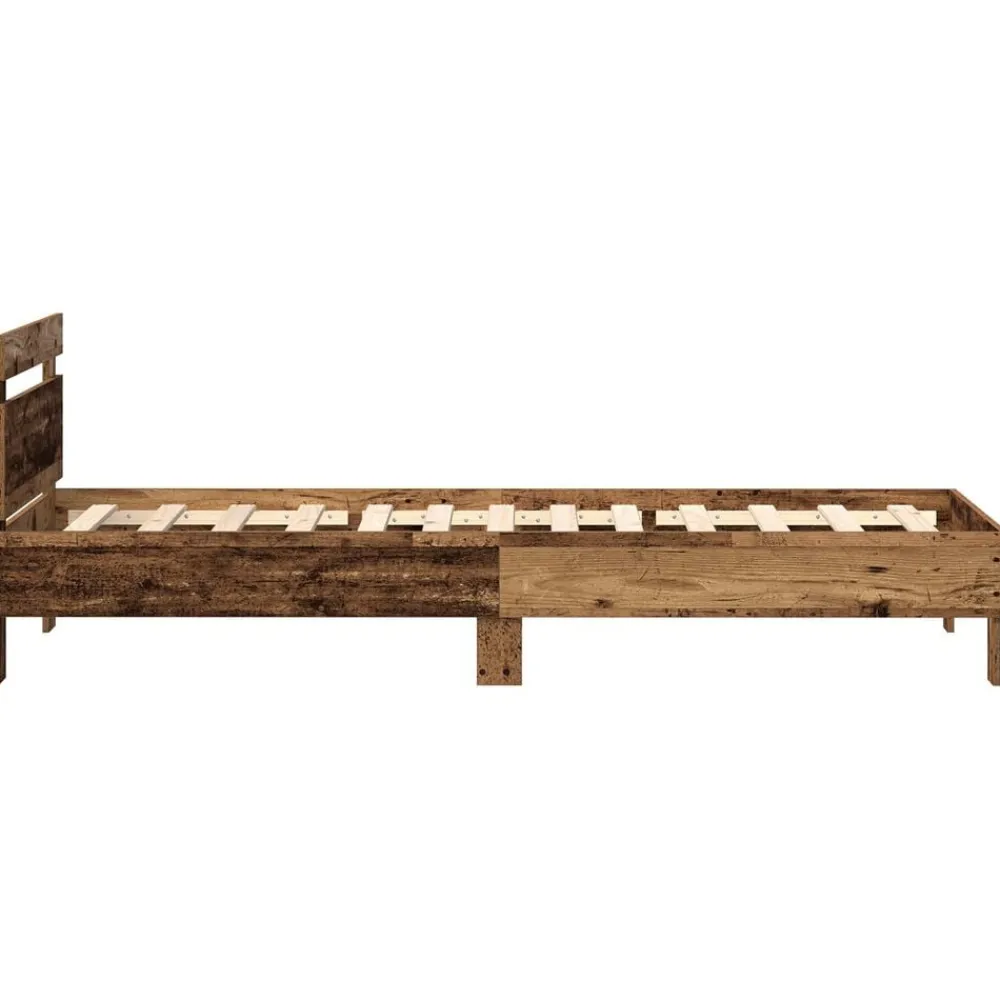 vidaXL Estructura de cama con LED Madera vieja 100 x 200 cm Madera envejecida Sale