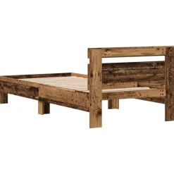vidaXL Estructura de cama con LED Madera vieja 100 x 200 cm Madera envejecida Sale