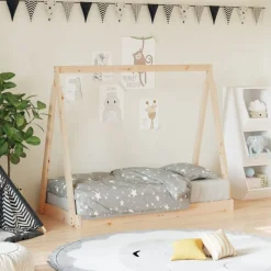 Niños vidaXL Mobiliario Para Bebés Y Niños Pequeños-Estructura de cama para niños madera maciza de pino 70x140 cm