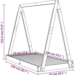 Niños vidaXL Mobiliario Para Bebés Y Niños Pequeños-Estructura de cama para niños madera maciza de pino 70x140 cm
