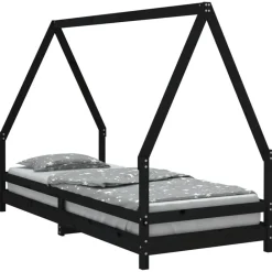 vidaXL Estructura de cama para niños madera de pino 80x200 cm Negro Hot