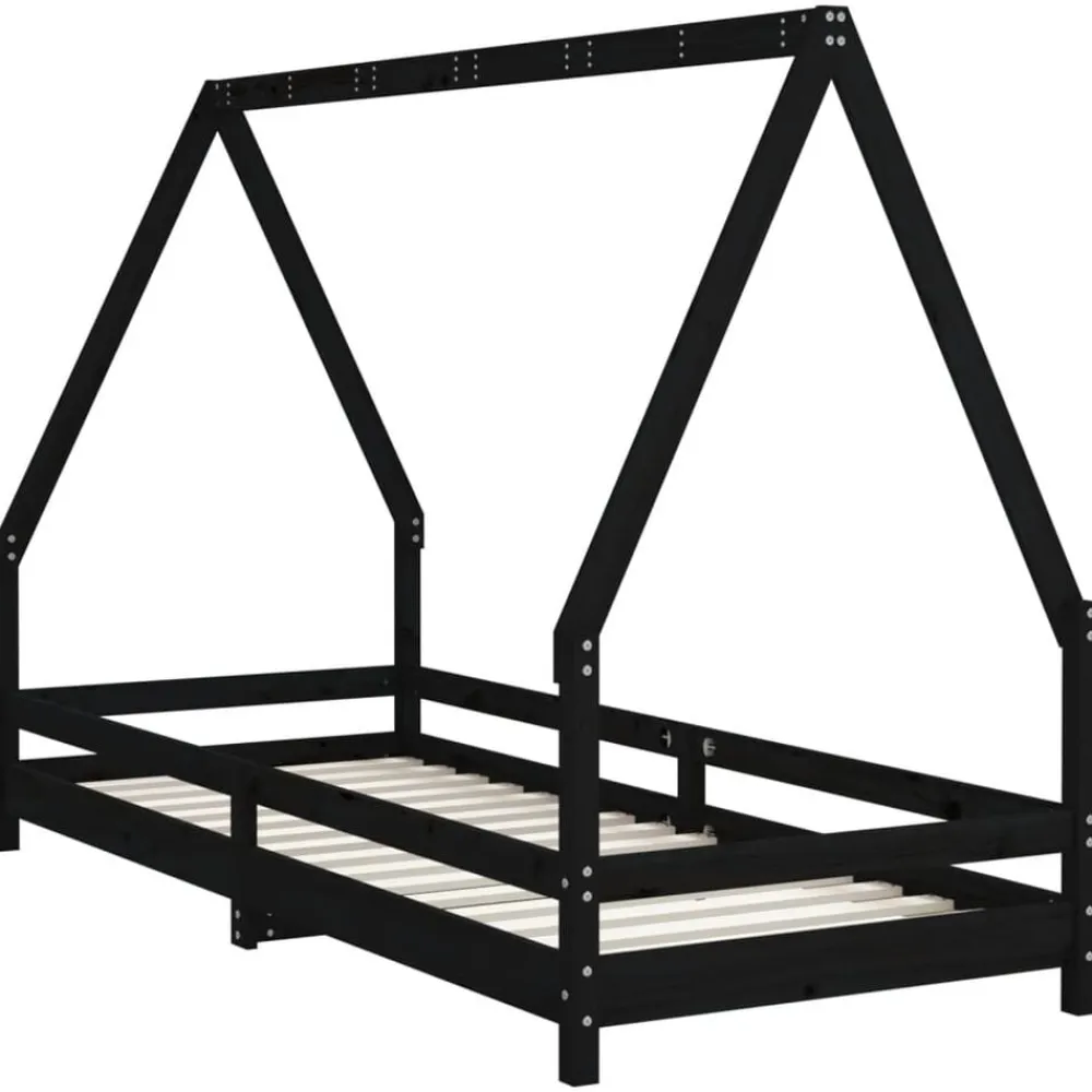 vidaXL Estructura de cama para niños madera de pino 80x200 cm Negro Hot